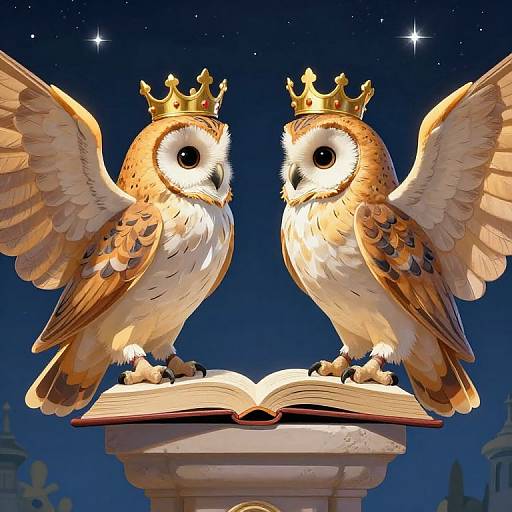 Regal Owls of Celestial Wisdom