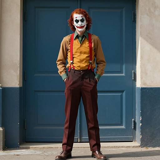 Man Dressed as Joker Standing Outdoors