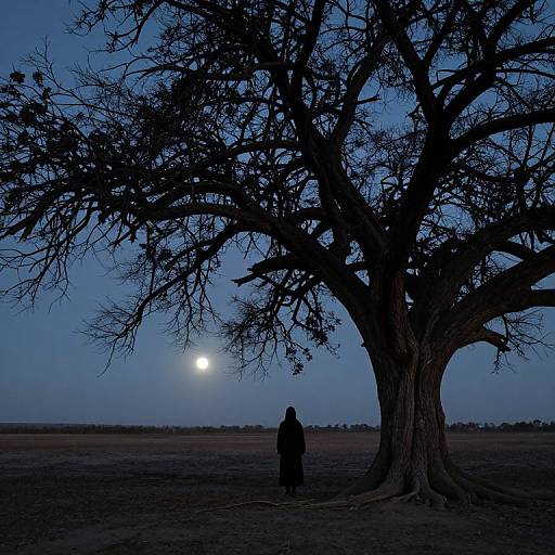 Solitary Figure Beneath Ancient Tree