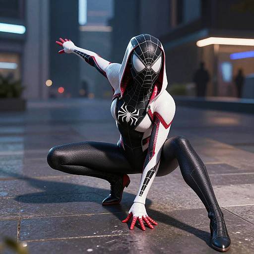 Agile Spiderwoman in Futuristic Suit
