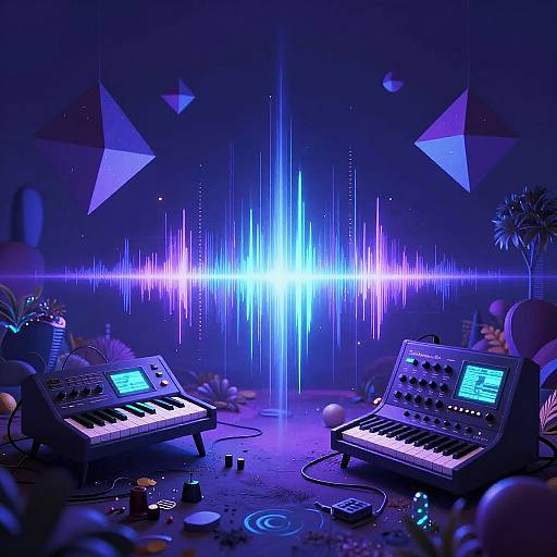 Synth Music Visualization in Cyber Garden