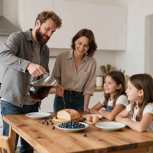 Warm Family Kitchen Scene with Joy
