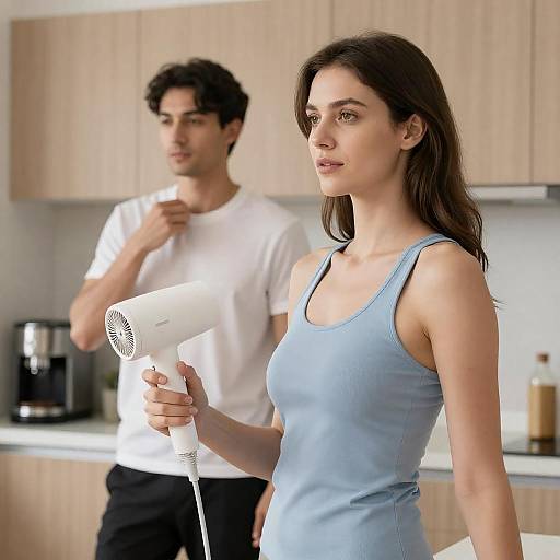 Modern Kitchen Scene with Woman and Man