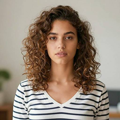 Portrait of a Young Woman in Stripes