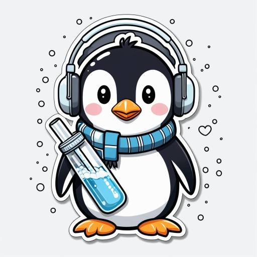 Kawaii Penguin with Test Tube Sticker