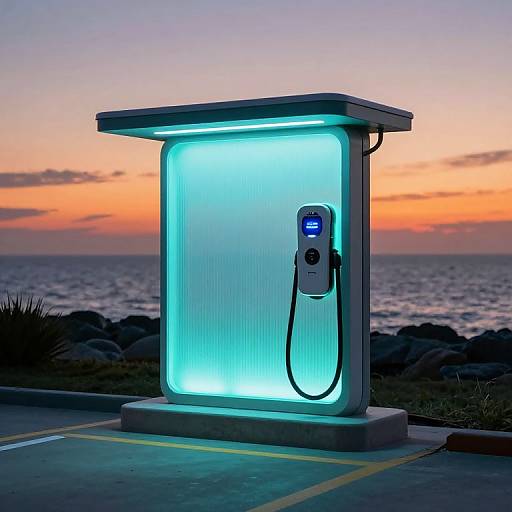Futuristic Electric Charging Station Sunset