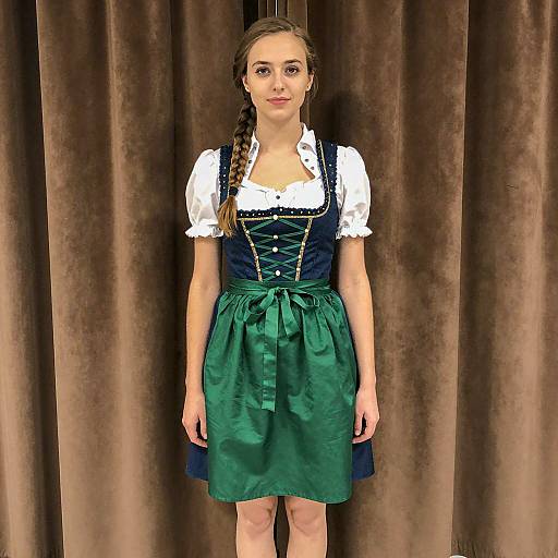 Young Woman in Traditional German Dirndl Dress