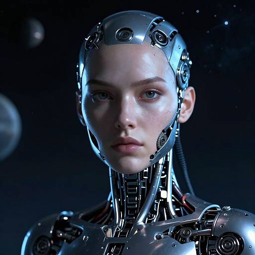 Futuristic Female Cyborg Close-Up