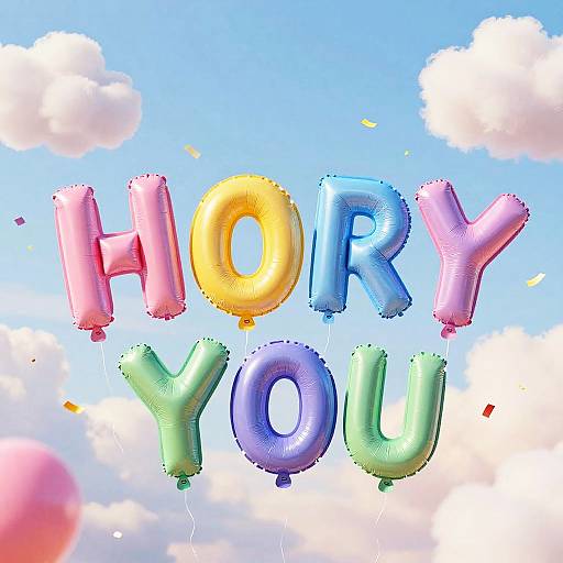 Whimsical Balloon Letter Text Art