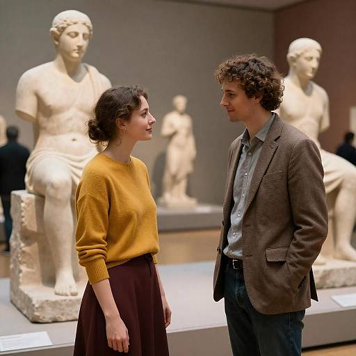 Intimate Museum Encounter Between Two Art Lovers