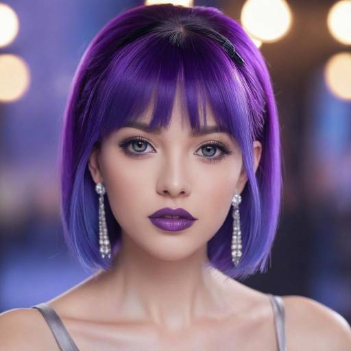 Realistic Portrait of a Girl with Purple Hair