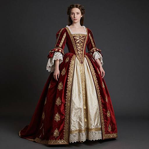Elegant 17th-Century Gown Portrait