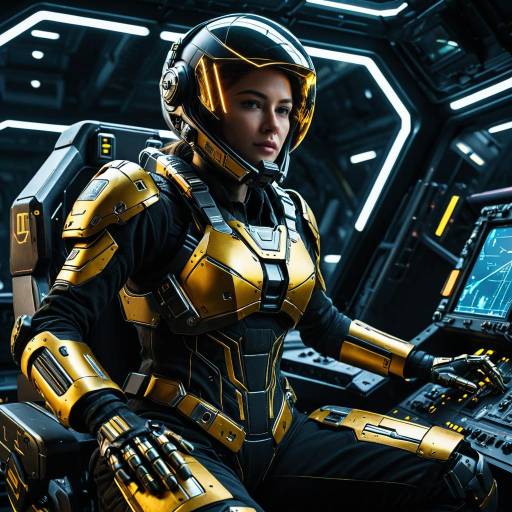Ultra-Realistic Female Mech Pilot in Cockpit