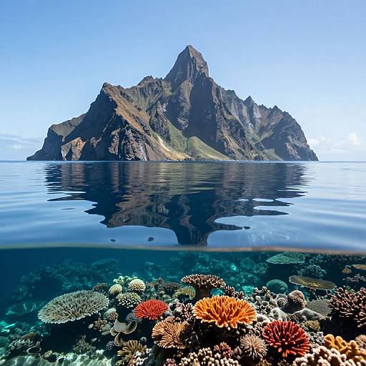 Majestic Volcanic Peaks and Coral