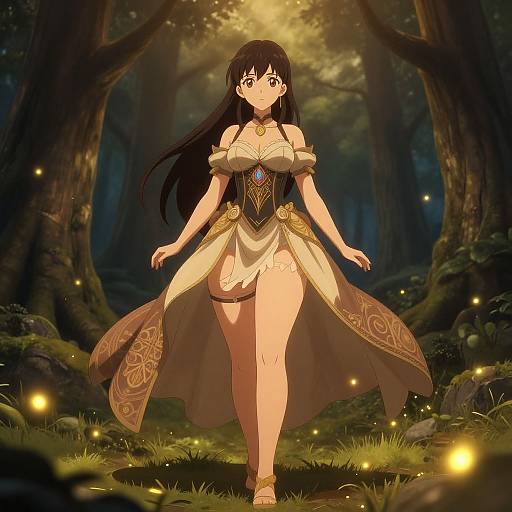 Anime Girl in Enchanted Forest