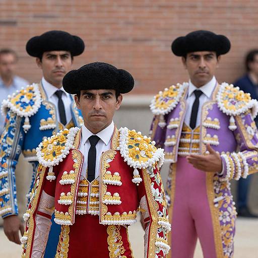 Three Matadors in Traditional Attire