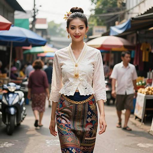 Elegant Burmese Traditional Dress Scene
