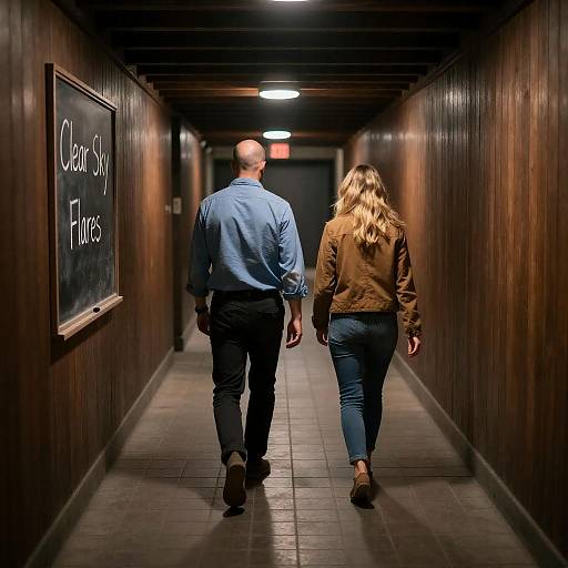 Dim Underground Corridor With Couple