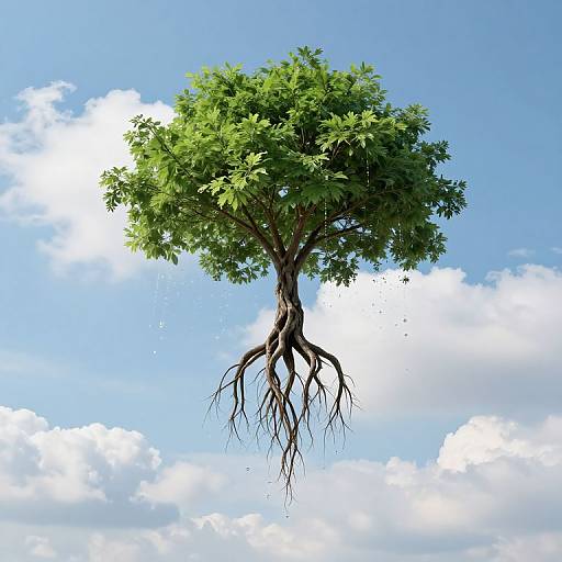 Surreal Upside-Down Floating Tree