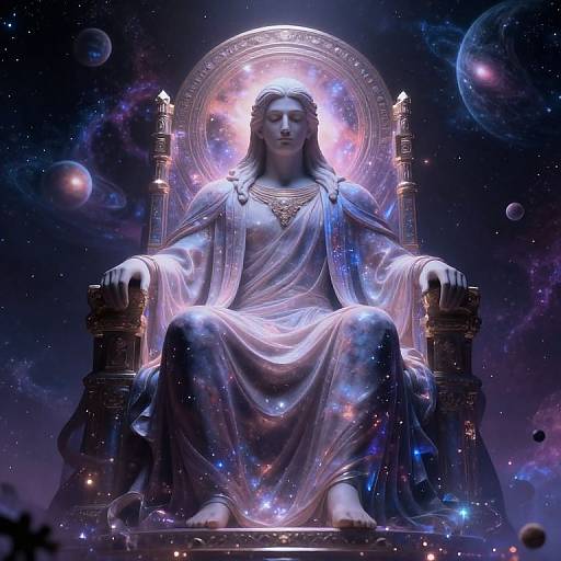 Majestic Cosmic God on Galactic Throne