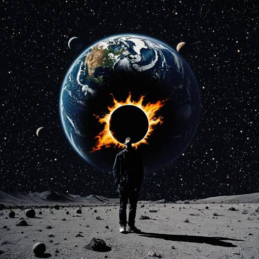 Surreal Cosmic Eclipse with Human Silhouette