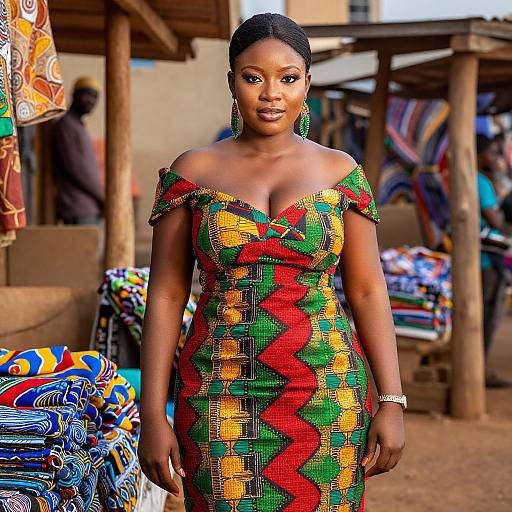 Majestic Queen in Regal Kente Attire