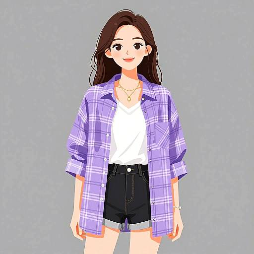 Smiling Woman in Casual Pastel Outfit