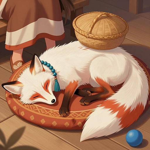 Serene Scene with Fox and Human