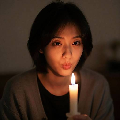 Intense Focus: Woman with Candle