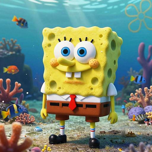 Realistic SpongeBob in Coral Reef