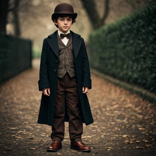 Boy in Vintage Formal Attire Outdoors