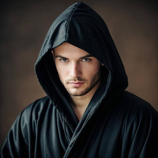 Man in Black Hooded Robe Portrait