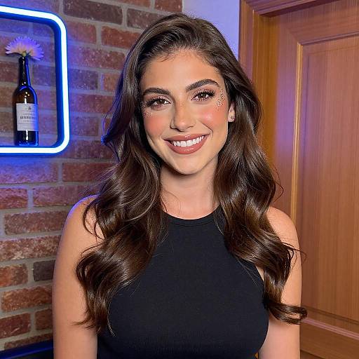 Smiling Woman with Glitter and Neon