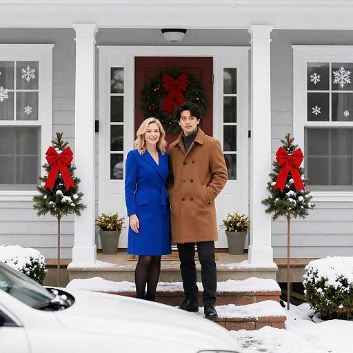 Cheerful Winter Holiday Door Scene