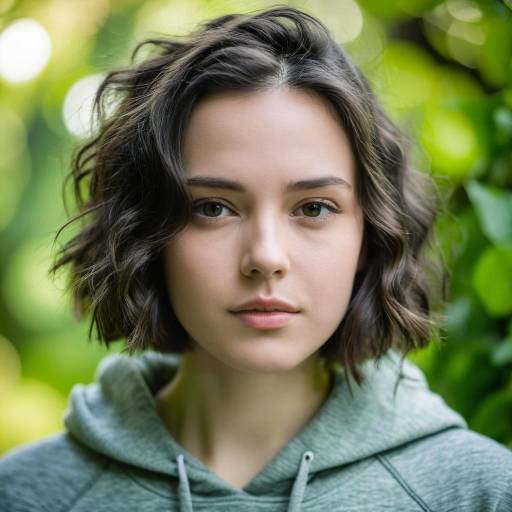 Young Woman in Gray Hoodie Outdoors