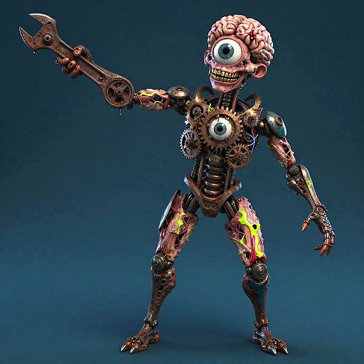 Clockwork Flesh and Neon Wrench Grin