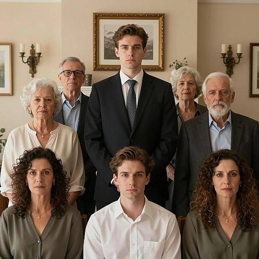 Warmly Lit Gathering of Eight Individuals