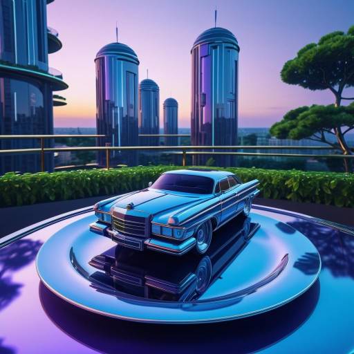 Classic Car Model on Futuristic Plate