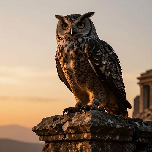 Owl Warrior on Ruined Temple