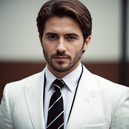 Young Man in White Suit and Black Tie