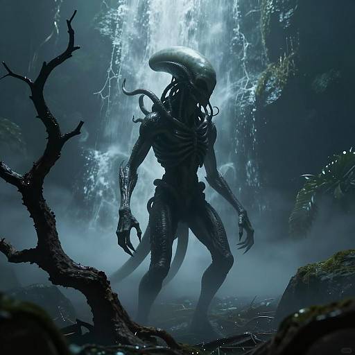 Mysterious Alien Creature in Enigmatic Landscape