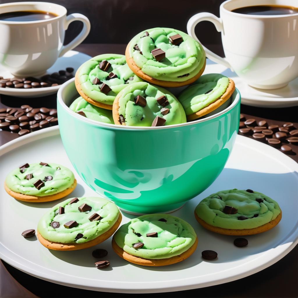 Mint Chocolate Chip Cookie and Coffee Delight