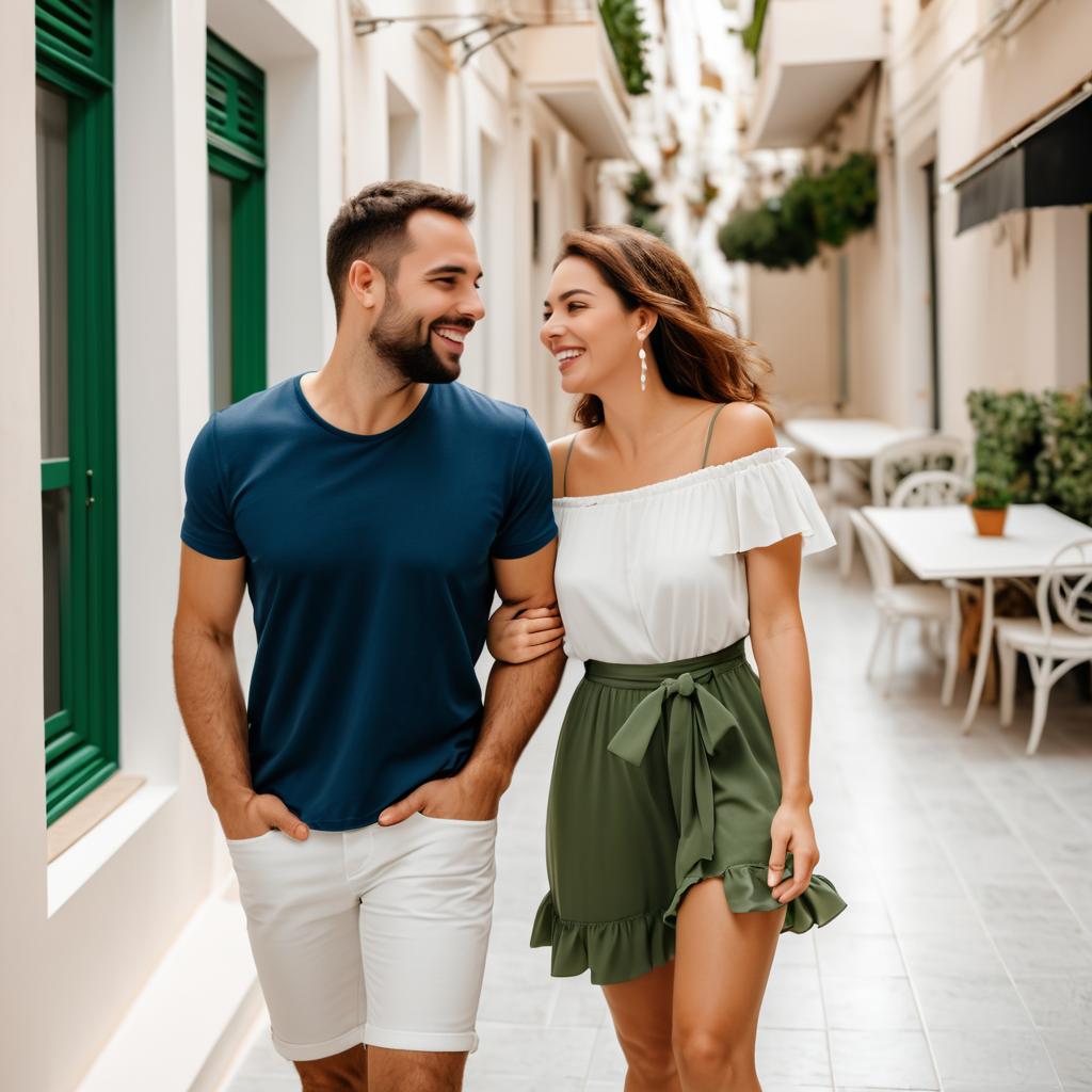 Joyful Couple in Central Athens Apartment