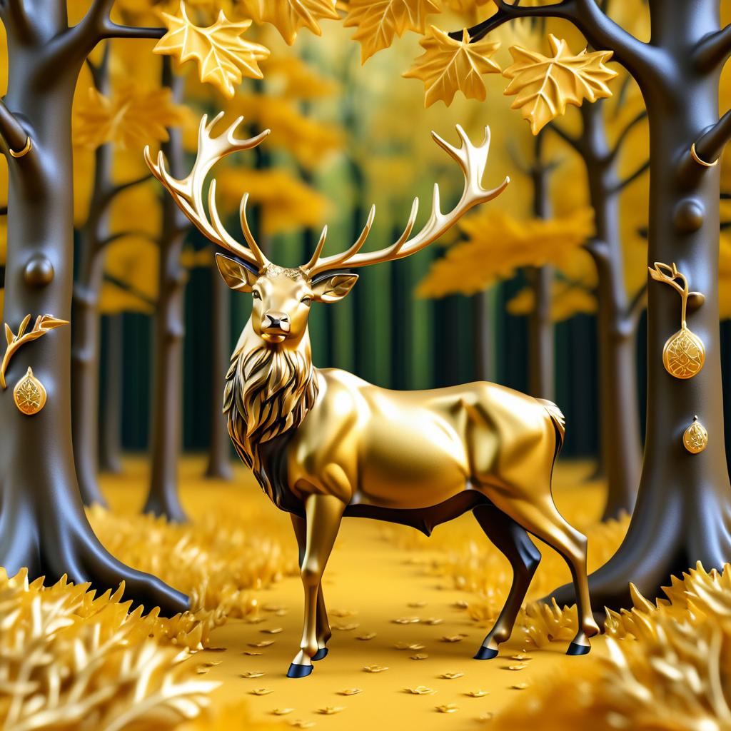 Majestic Stag in a Golden Forest