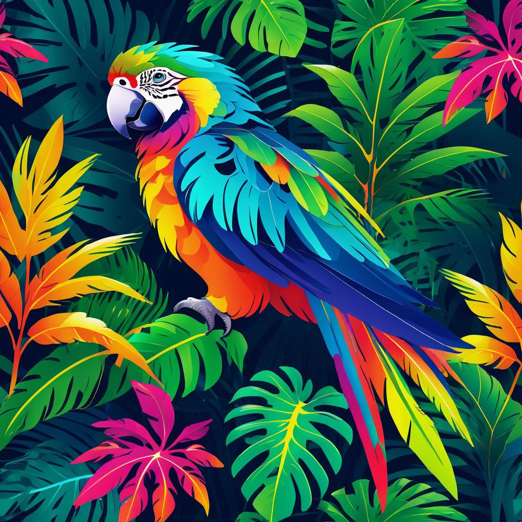 Vibrant Tropical Parrot Illustration