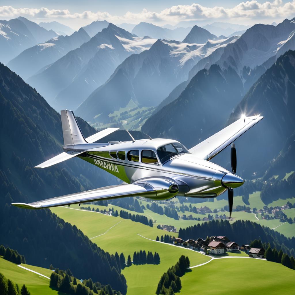 Beechcraft Bonanza Soaring Over the Alps