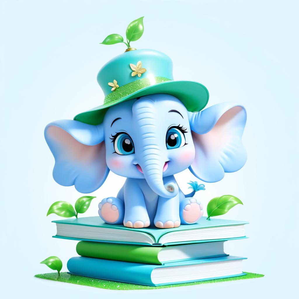 Adorable Baby Elephant with Wings and Hat