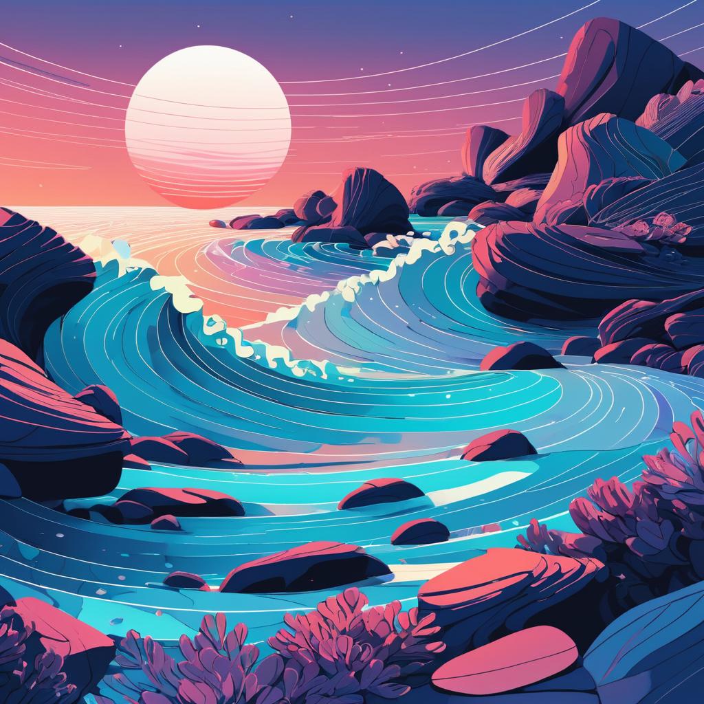 Dreamlike Ocean of Stones Illustration