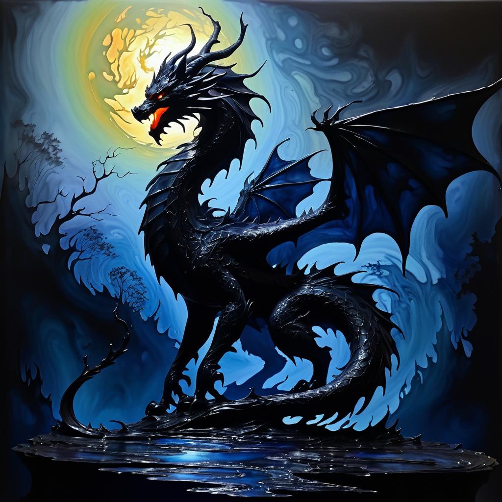 Mystical Silhouette of a Powerful Dragon