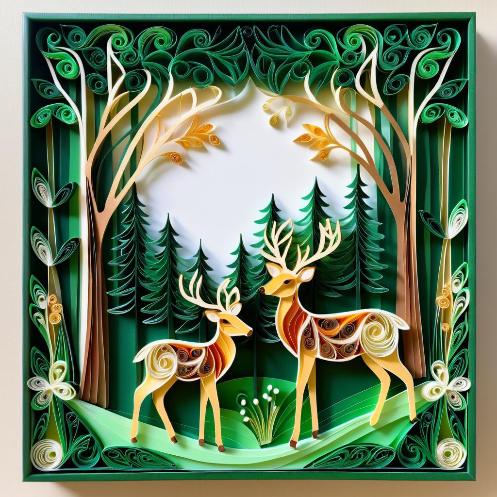 Serene Paper Quilling Art of Deer